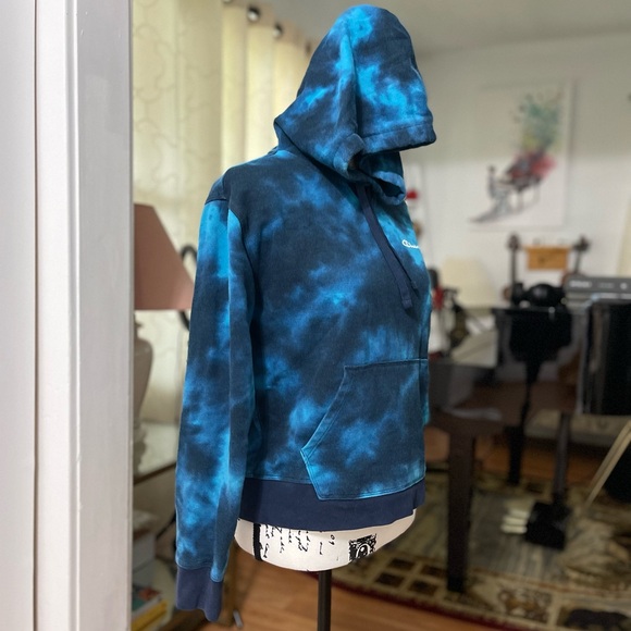 EUC Women’s Size Medium Champion Logo Embroidered Tie Dye Hoodie In Dark Navy - Picture 5 of 12